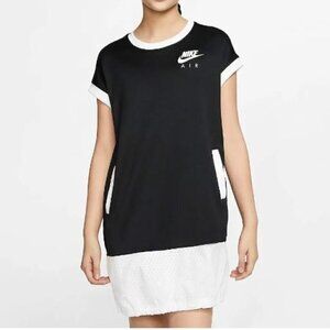 NIKE AIR Girls (Large) Sports Wearomens Short Sleeve Dress Black White